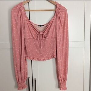 Love Tree Pink/Peach Floral Crop Top